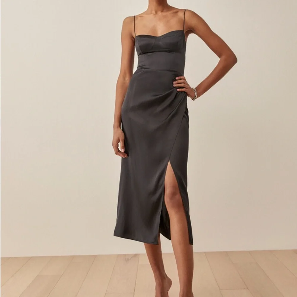 Reformation Marguerite Silk Dress in Black Size 2 - Picture 7 of 15